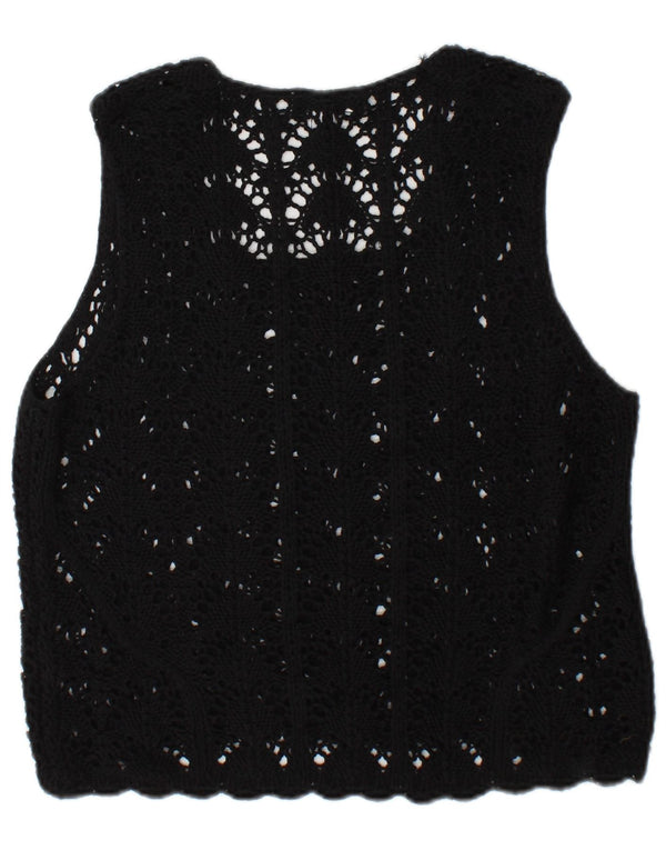Topshop Damen Durchsichtiges Häkelwesten-Tanktop UK 16 Large Schwarz