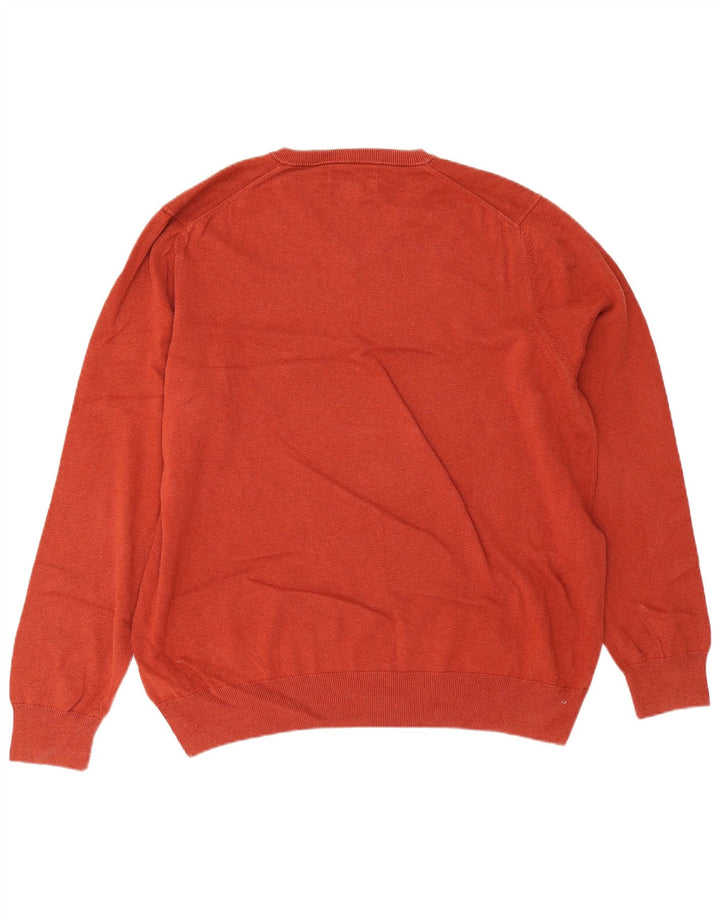 Marks & Spencer Herren-Pullover mit V-Ausschnitt, 2XL, kastanienbraune Baumwolle