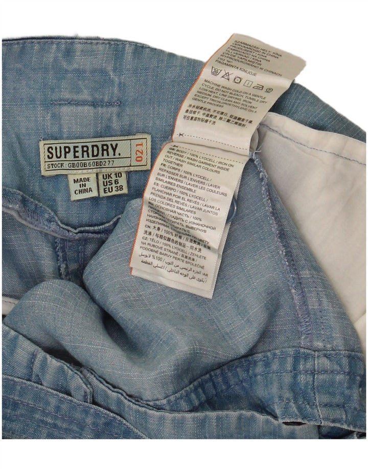 Superdry Damen Chinoshorts UK 10 Small W32 Blau Lyocell