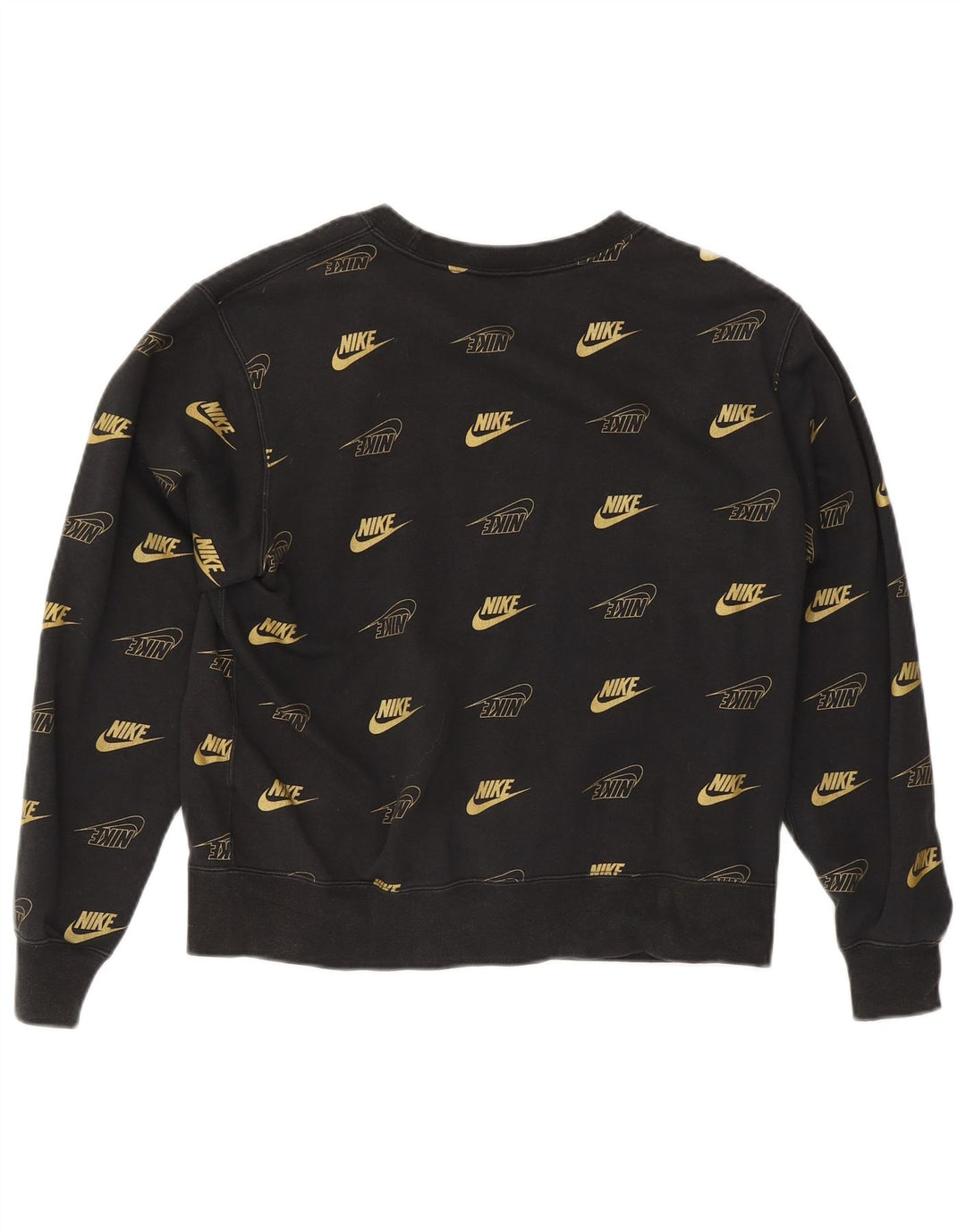 Nike Womens Graphic Oversized Sweatshirt Pullover UK 10 Small Schwarz Baumwolle