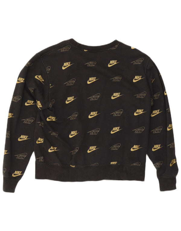 Nike Womens Graphic Oversized Sweatshirt Pullover UK 10 Small Schwarz Baumwolle