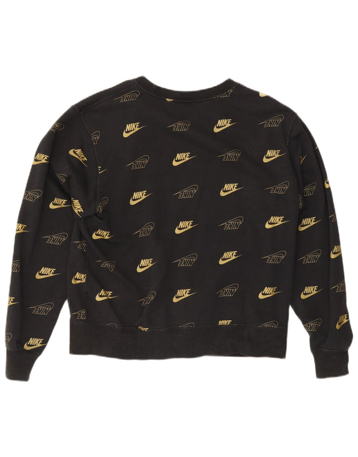 Nike Womens Graphic Oversized Sweatshirt Pullover UK 10 Small Schwarz Baumwolle