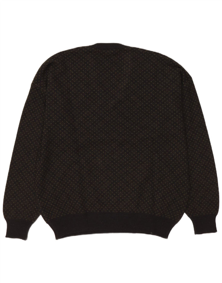 Bramante Herren-Pullover mit V-Ausschnitt, große graue geometrische Wolle