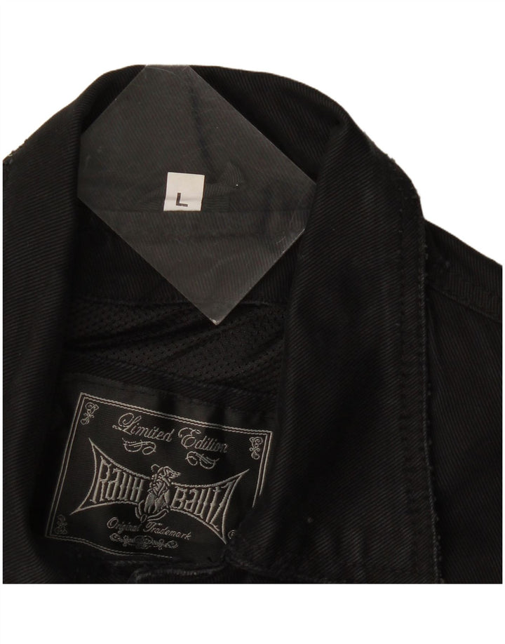 Vintage Herren Jeansweste UK 40 Large Schwarz