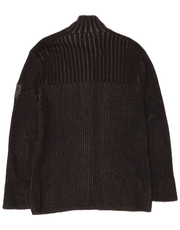 CALVIN KLEIN JEANS Damen Strickjacke UK 14 Große graue Baumwolle