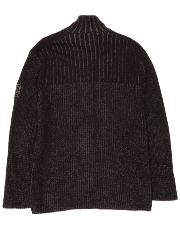 CALVIN KLEIN JEANS Damen Strickjacke UK 14 Große graue Baumwolle