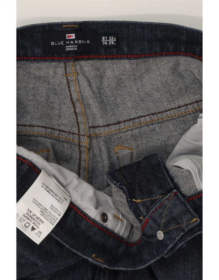 Marks & Spencer Herren Blue Harbour Straight Jeans W32 L29 Marineblaue Baumwolle