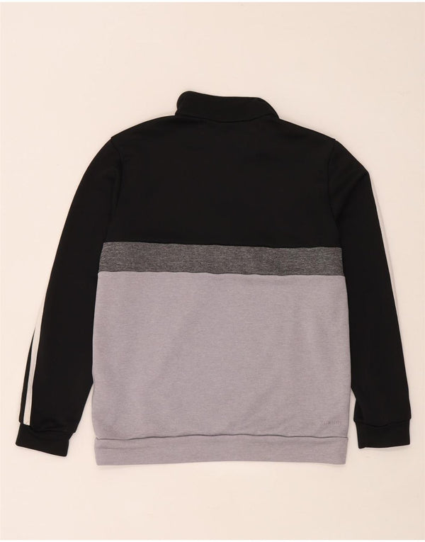 Adidas Boys Zip Neck Sweatshirt Jumper 11-12 Years Black Colourblock