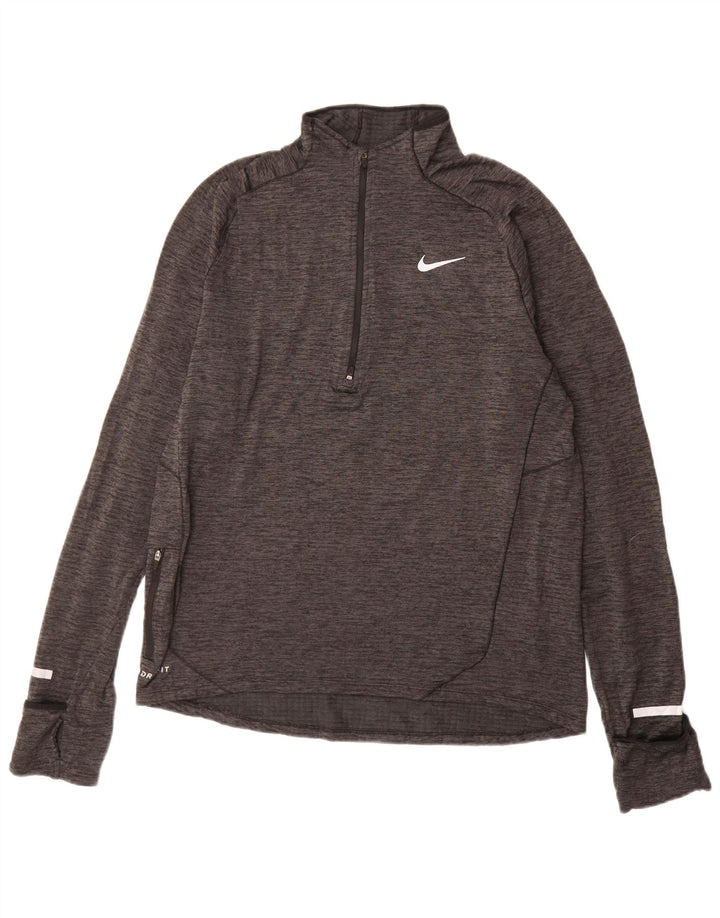 NIKE Herren Dri Fit Pullover-Trainingsanzugoberteil mit Reißverschluss, mittelgrau gefleckt