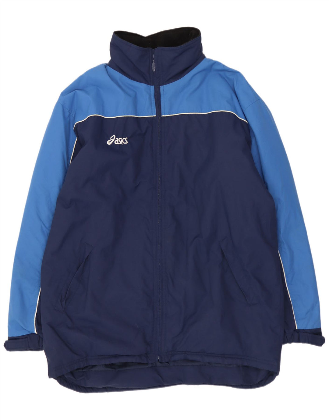 Asics Herren-Windbreaker-Jacke UK 40 Large Marineblaues Colourblock-Nylon
