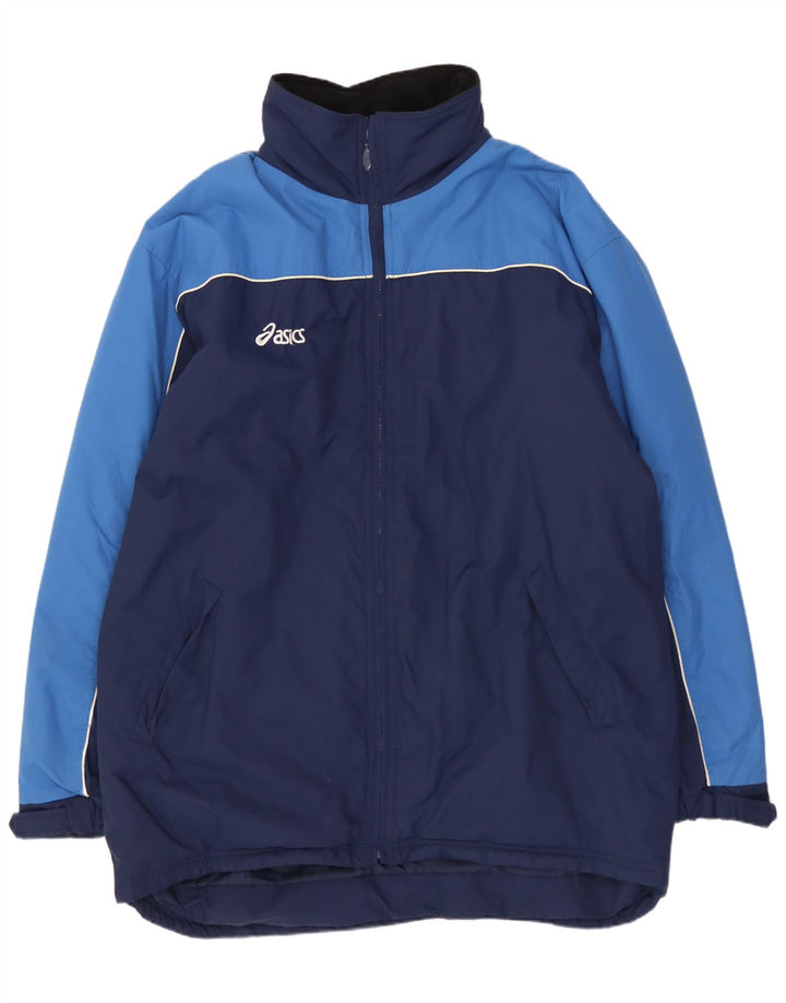 Asics Herren-Windbreaker-Jacke UK 40 Large Marineblaues Colourblock-Nylon