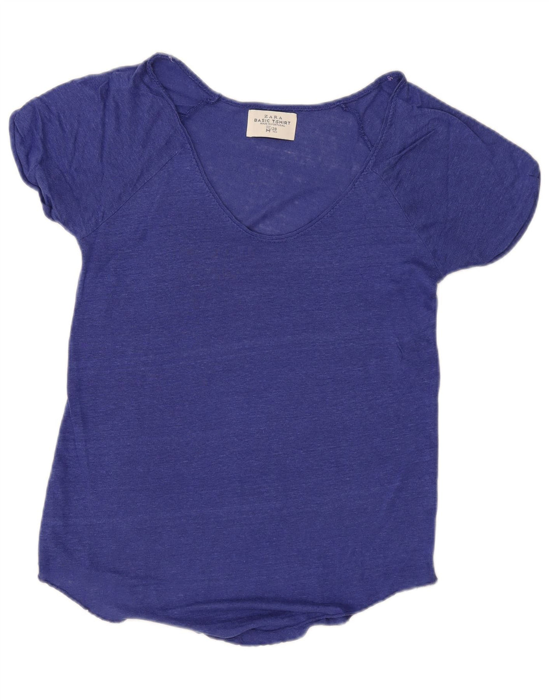 Zara Damen T-Shirt Top UK 14 Mittelblau meliert