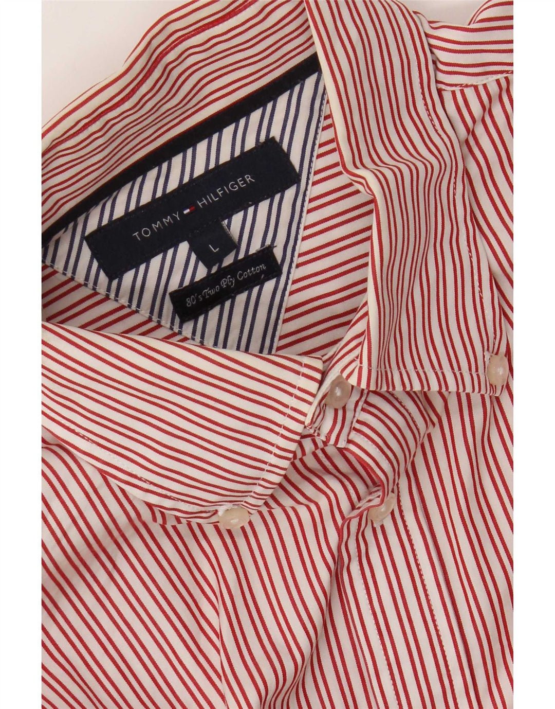 Tommy Hilfiger Herrenhemd, groß, rot gestreift, Baumwolle