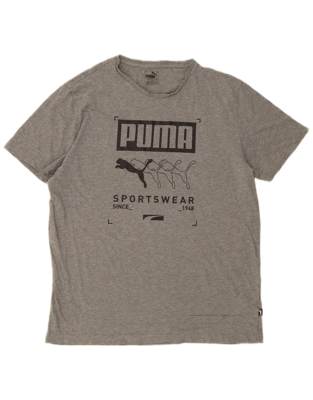 Puma Herren Grafik T-Shirt Top XL Grau Baumwolle