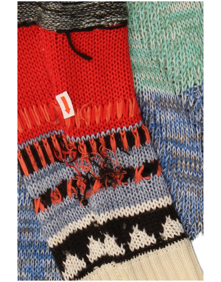 DESIGUAL Damen-Cardigan-Pullover UK 16 Großes mehrfarbiges Patchwork