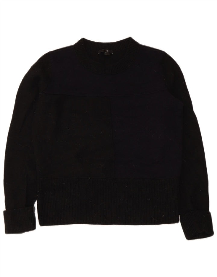 Cos Damen-Pullover mit Rundhalsausschnitt, Gr. 10, Größe S, schwarze Wolle