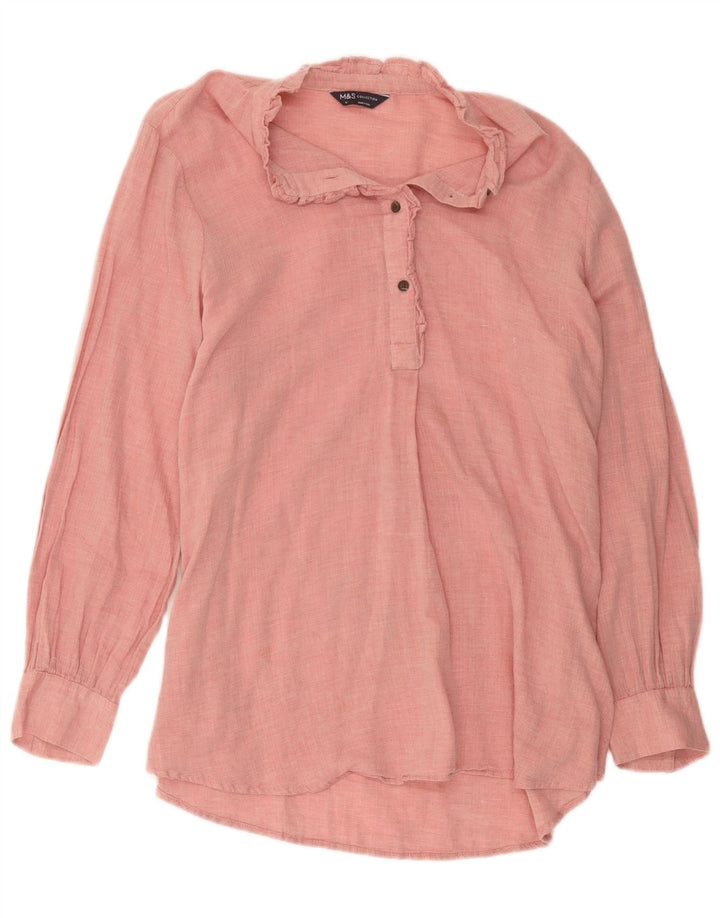 Marks & Spencer Damen-Pulloverhemd mit Rüschen vorne, Gr. 16, Rosa