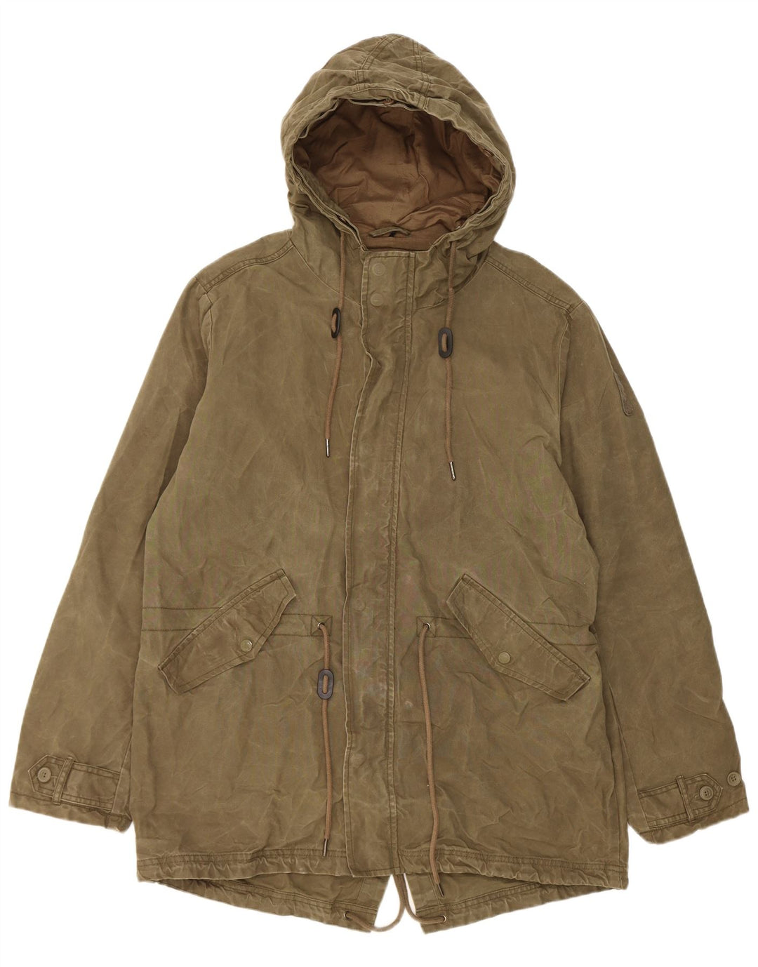 Bomboogie Herren-Parka mit Kapuze, UK 42, XL, Khaki, Baumwolle