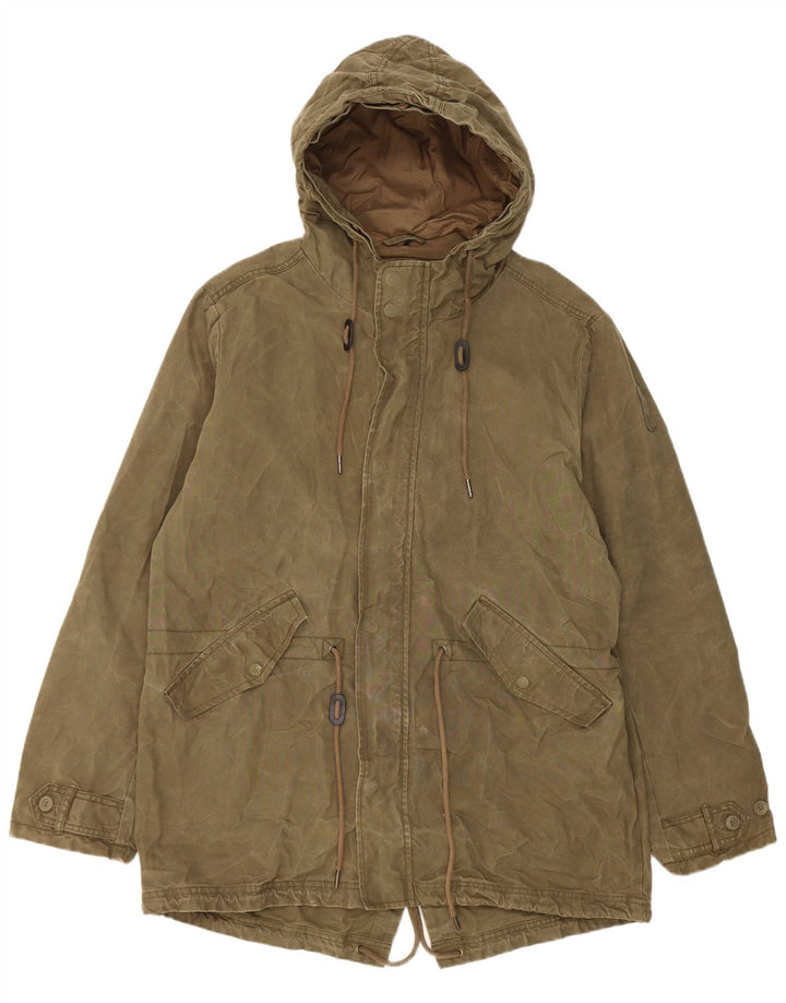 Bomboogie Herren-Parka mit Kapuze, UK 42, XL, Khaki, Baumwolle
