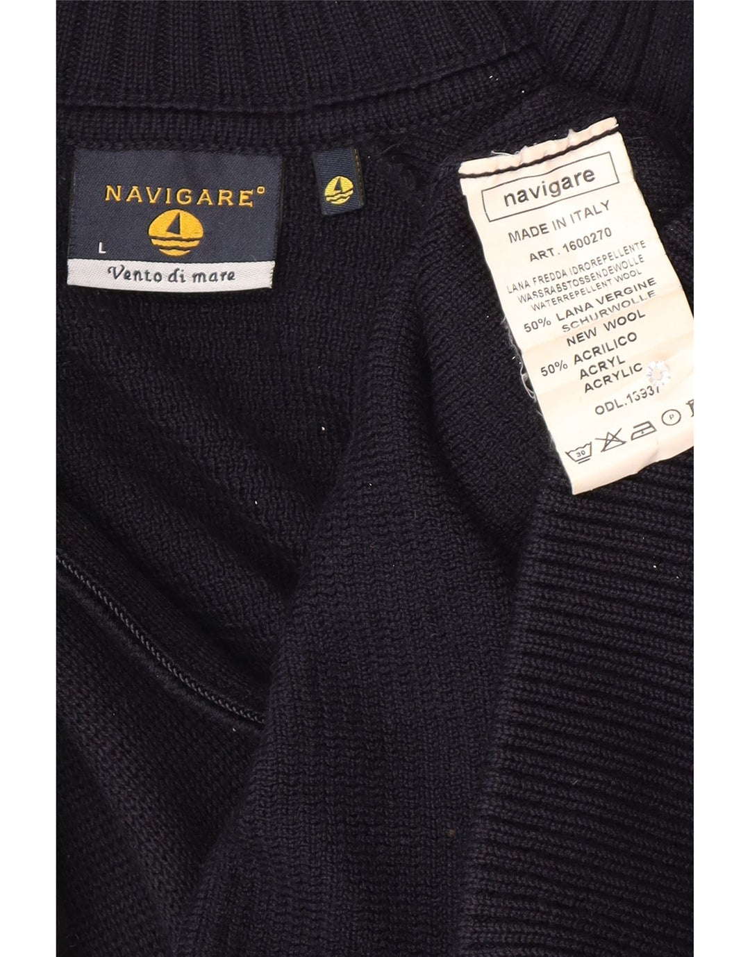 Navigare Herren-Strickjacke, große marineblaue Wolle