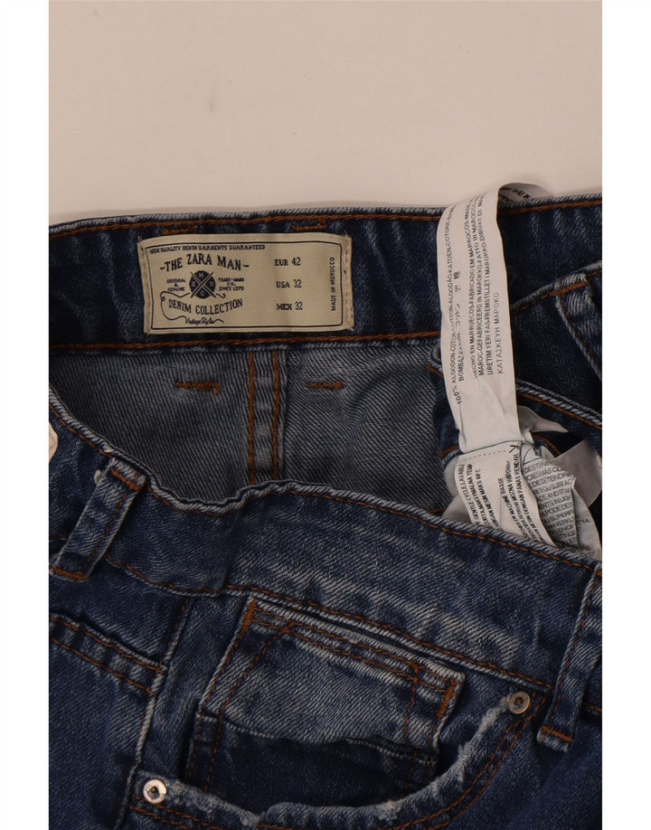 Zara Herren Jeansshorts EU 42 Large W32 Blaue Baumwolle
