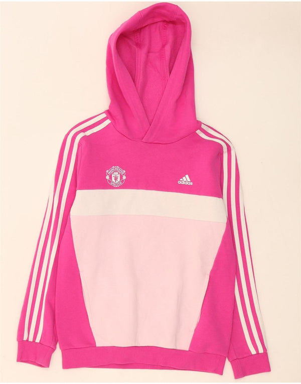 Adidas Mädchen Manchester United Hoodie Pullover 11–12 Jahre Rosa Farbblock
