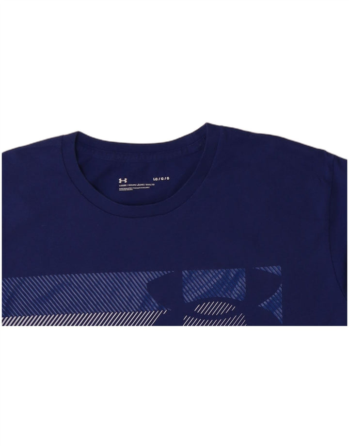 UNDER ARMOUR Herren-T-Shirt mit Grafik, Größe L, aus blauer Baumwolle