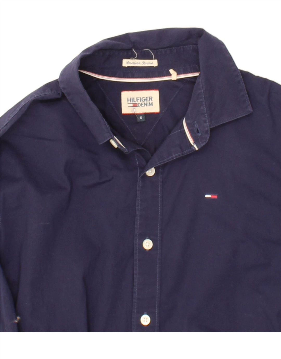 TOMMY HILFIGER Mens Shirt Small Navy Blue Cotton Vintage Tommy Hilfiger and Second-Hand Tommy Hilfiger from Messina Hembry 