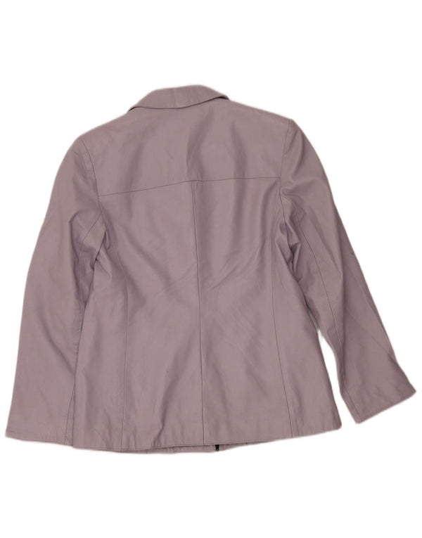 Alta Moda Damen-Blazerjacke aus Leder mit durchgehendem Reißverschluss IT 50 XL Lila Leder