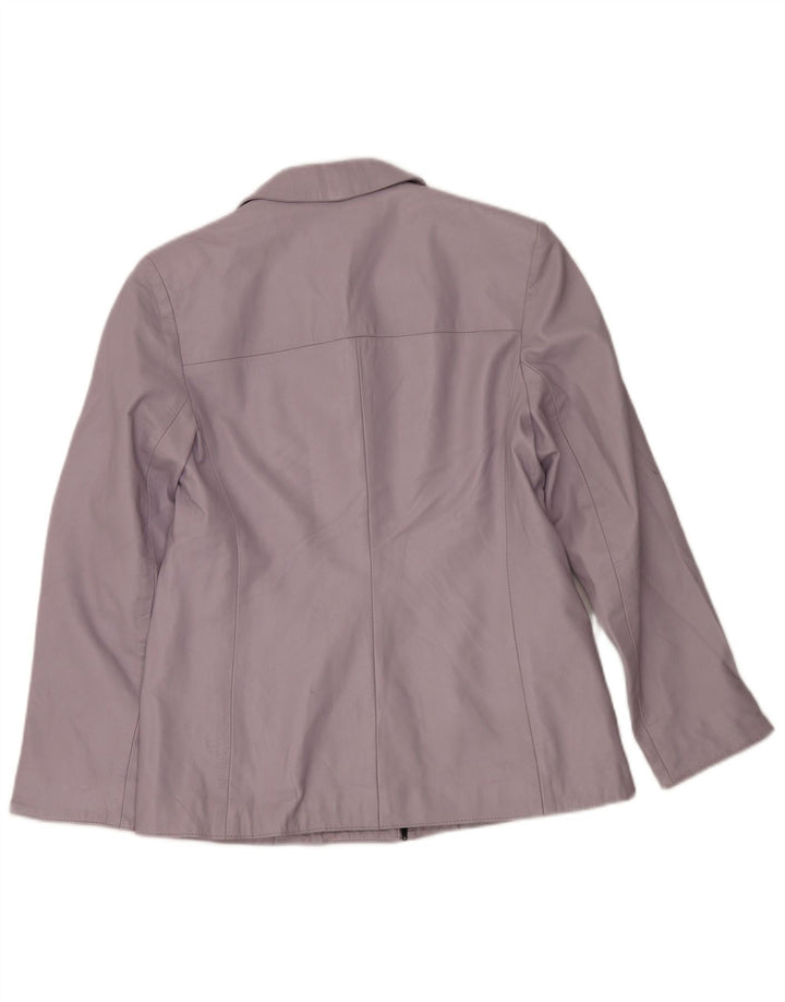 Alta Moda Damen-Blazerjacke aus Leder mit durchgehendem Reißverschluss IT 50 XL Lila Leder
