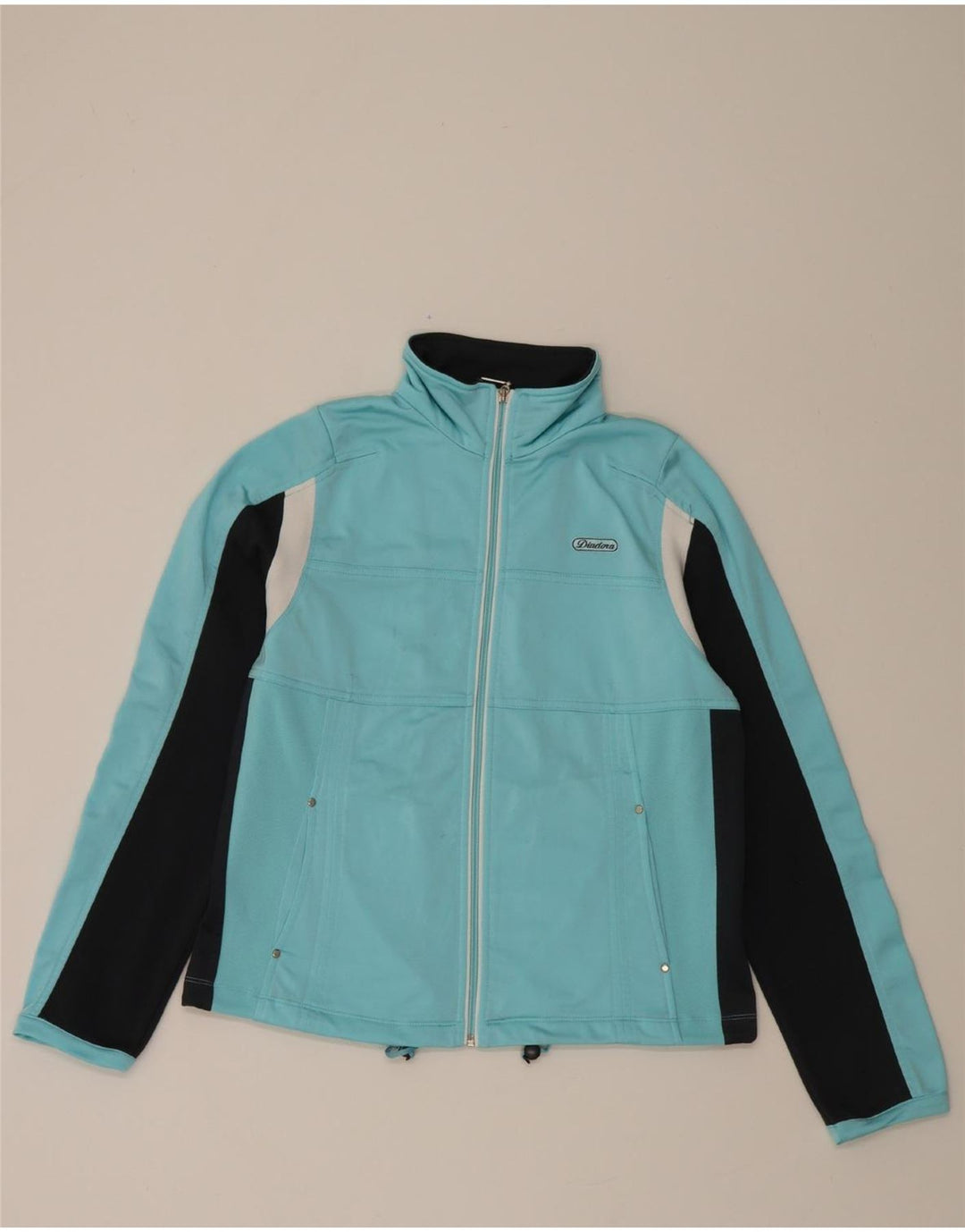DIADORA Womens Tracksuit Top Jacket UK 12 Medium Blue Colourblock Vintage Diadora and Second-Hand Diadora from Messina Hembry 