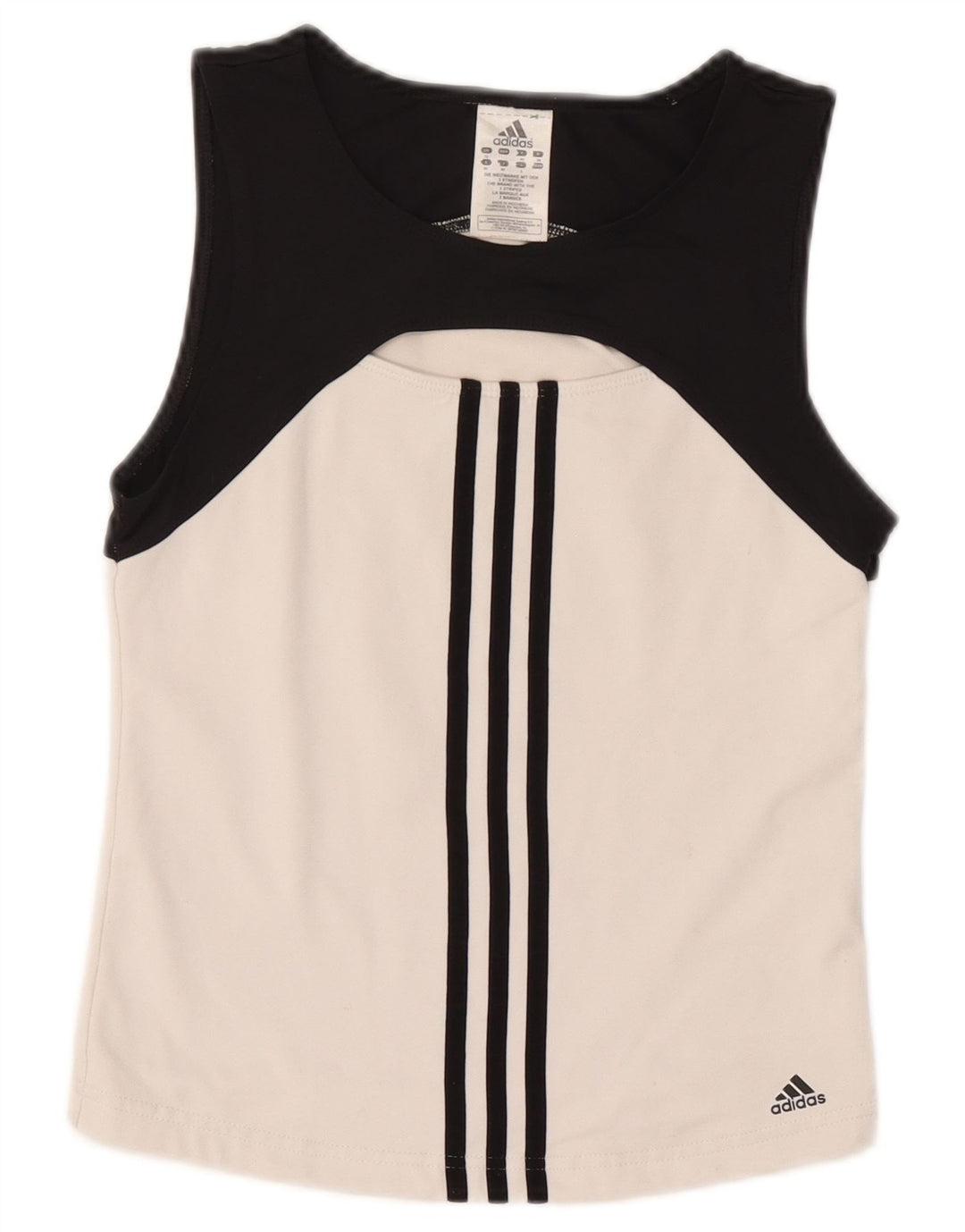 Adidas Damen Crop Vest Top UK 12 Mittelweißes Colourblock-Polyester