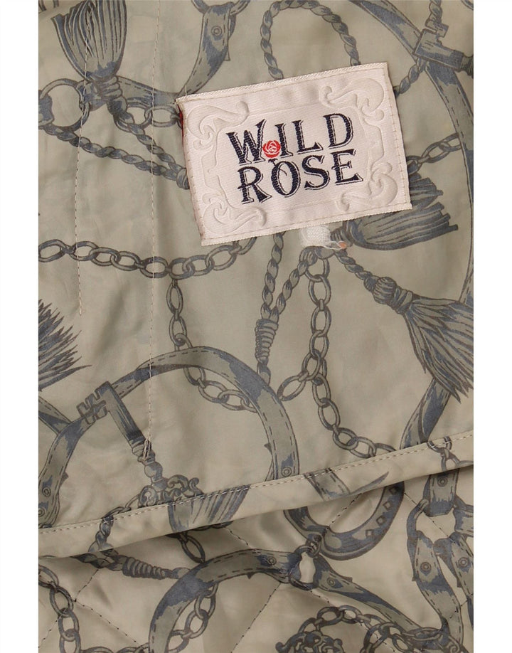 VINTAGE Womens Abstract Pattern Quilted Gilet UK 14 Medium Beige Vintage Vintage and Second-Hand Vintage from Messina Hembry 