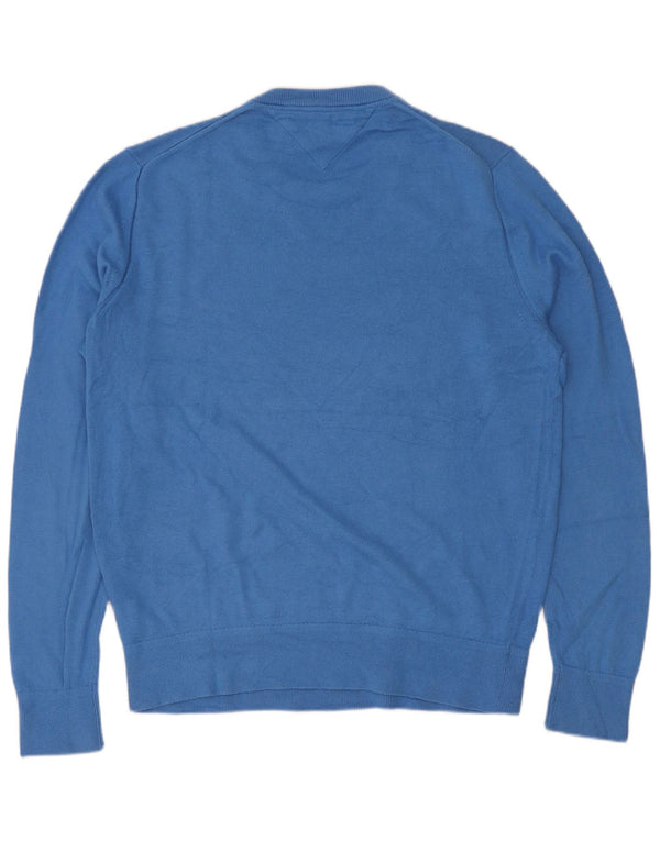 Tommy Hilfiger Herren-Pullover mit Rundhalsausschnitt, groß, aus blauer Baumwolle