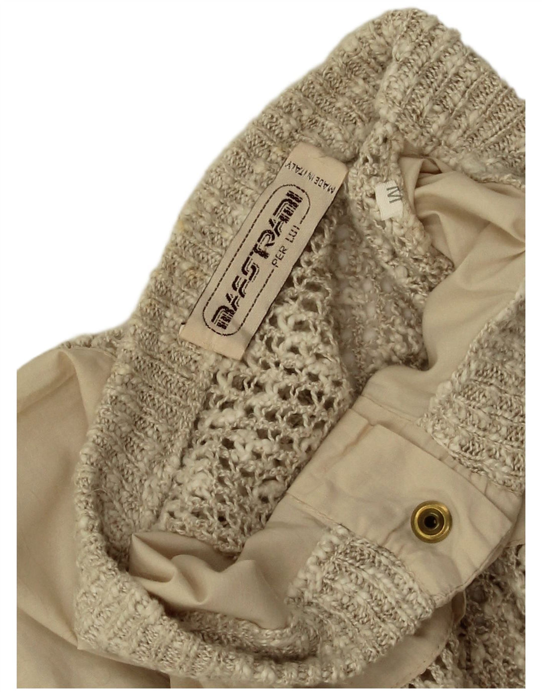 Vintage Herren Cardigan Pullover Mittelbeige Baumwolle