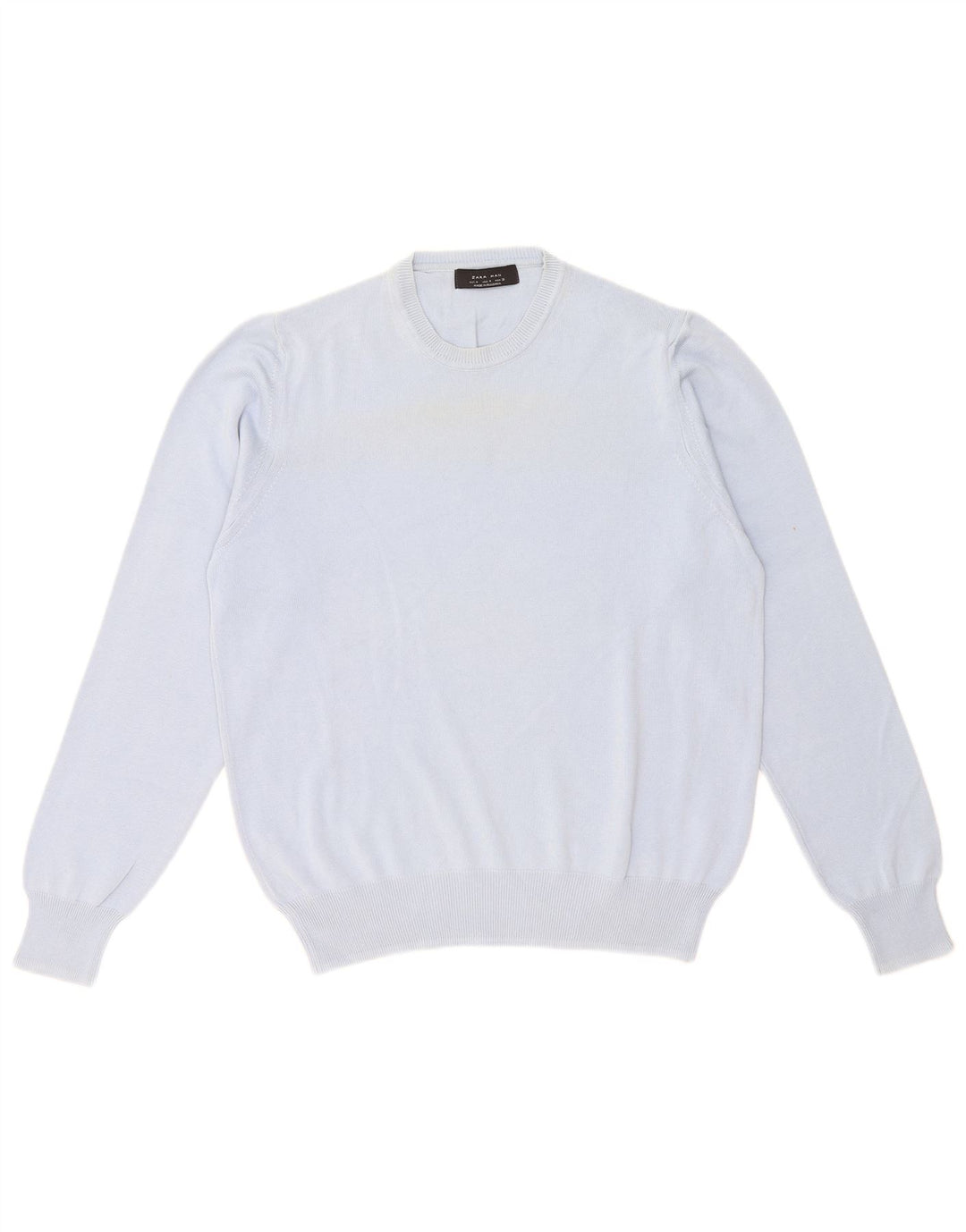 Zara Herren-Pullover mit Rundhalsausschnitt, mittelblaue Baumwolle