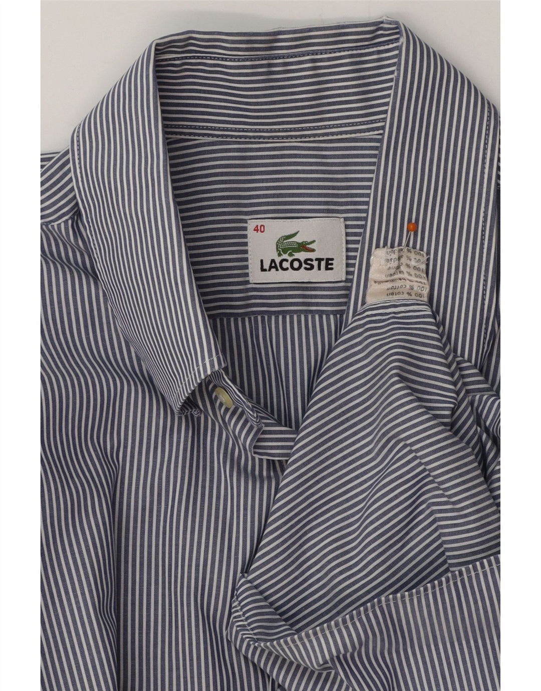 LACOSTE Herrenhemd Größe 40 mittelblaue Nadelstreifen-Baumwolle