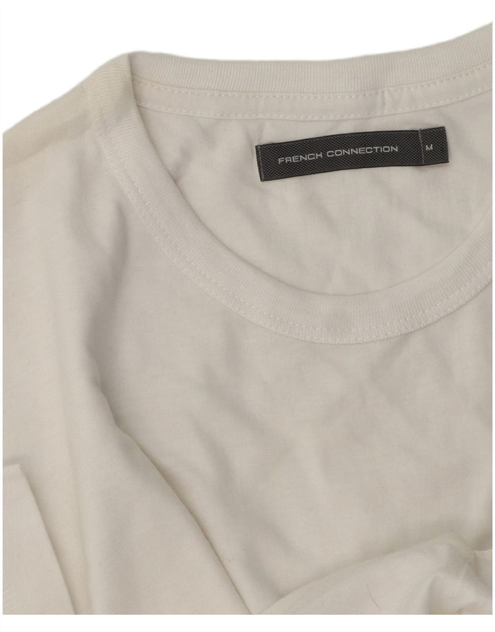 French Connection Herren-T-Shirt-Oberteil, Mittelweiß, Farbblock
