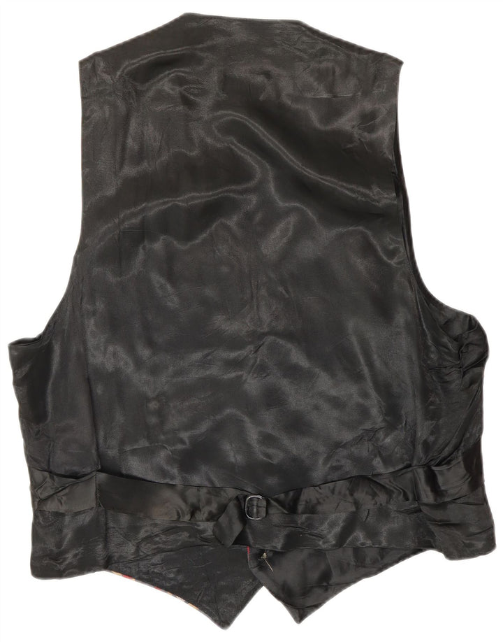 LUCA DOMINI Mens Abstract Pattern Waistcoat Large Multicoloured Silk