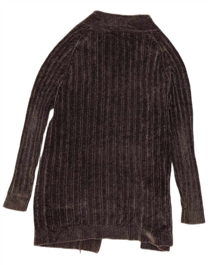 Zara Damen-Strickjacke, übergroß, lang geschnitten, Velours, Gr. 10, Größe S, Grau