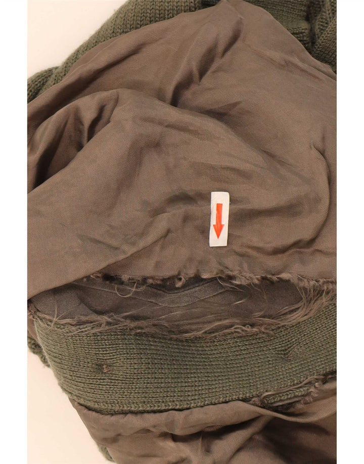 Vintage Herren Wildleder Cardigan Pullover IT 50 Medium Khaki Colourblock Wolle