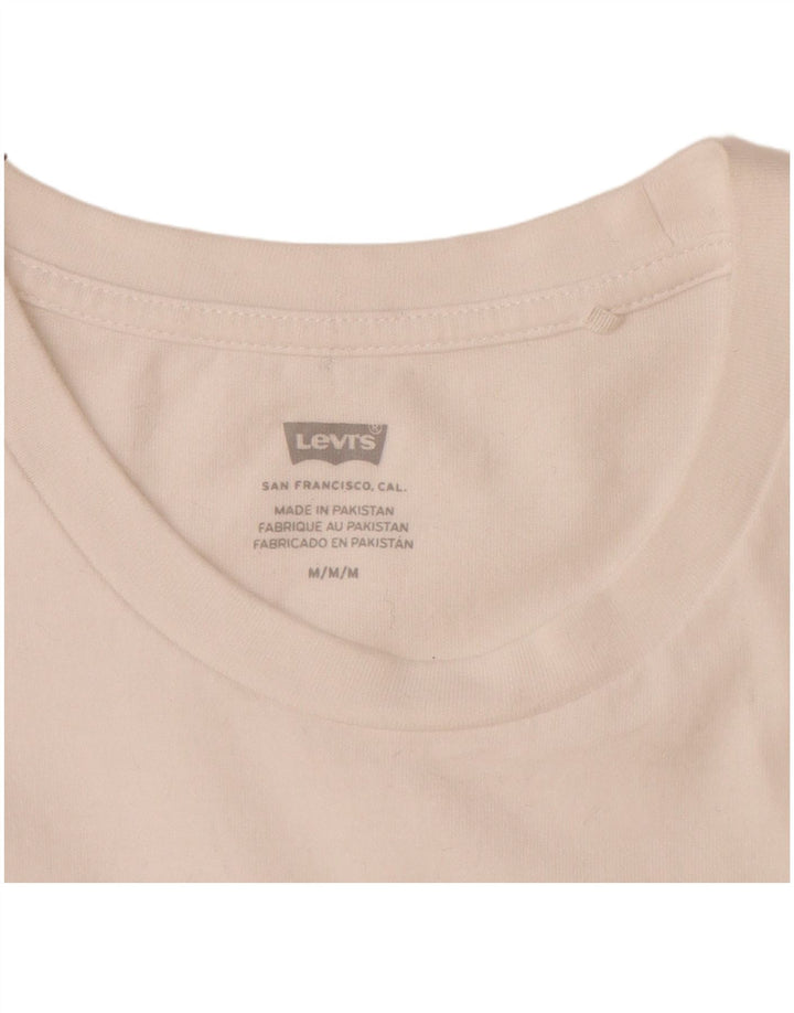 LEVI'S Damen Grafik-T-Shirt-Oberteil UK 12 Mittelweiß
