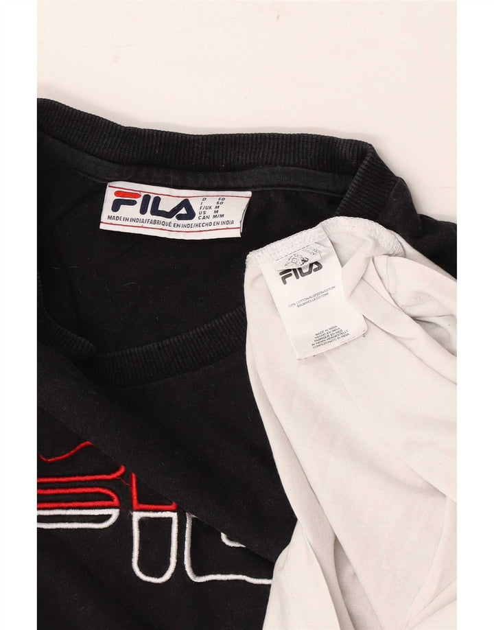 Fila Herren Grafik-T-Shirt-Oberteil aus mittelschwarzer Colourblock-Baumwolle