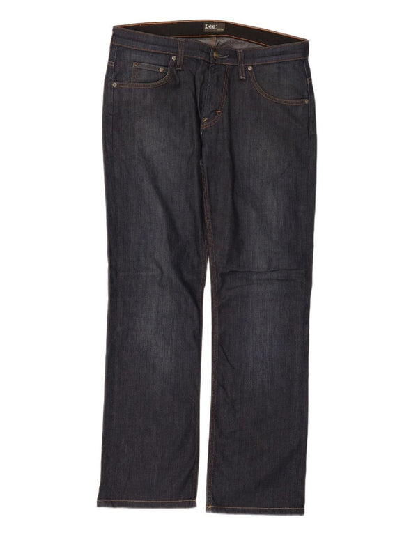 Lee Damen Knox Zip Straight Jeans W32 L30 Marineblaue Baumwolle