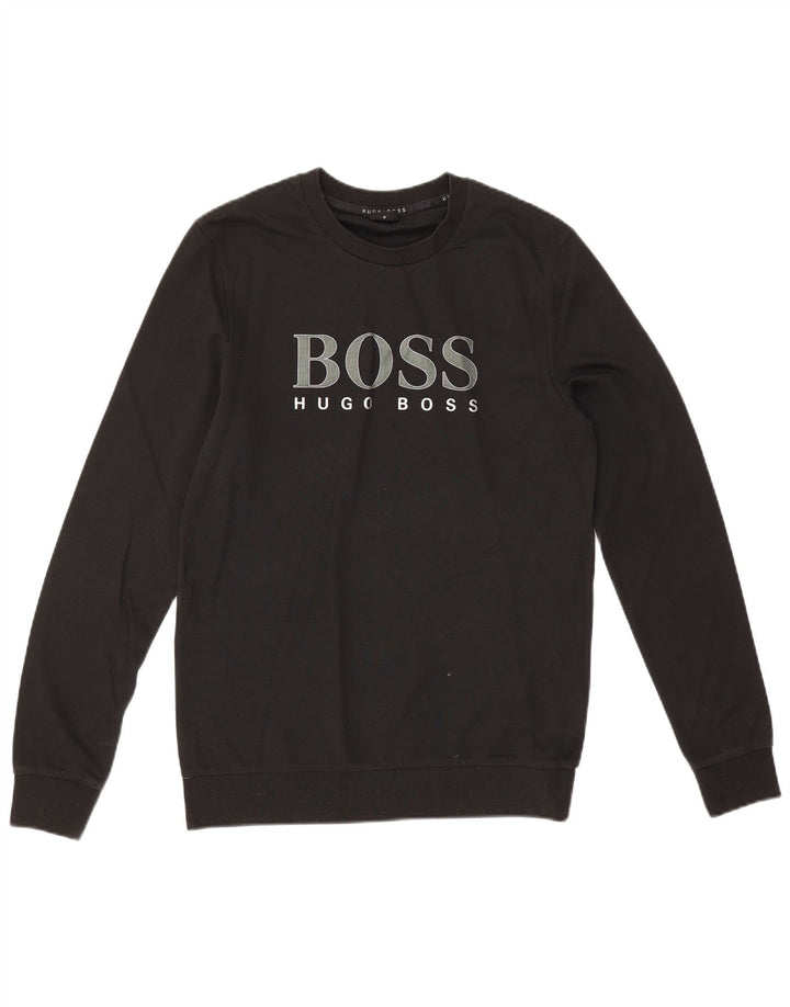 Hugo Boss Herren-Sweatshirt mit Grafik, Größe S, schwarze Baumwolle