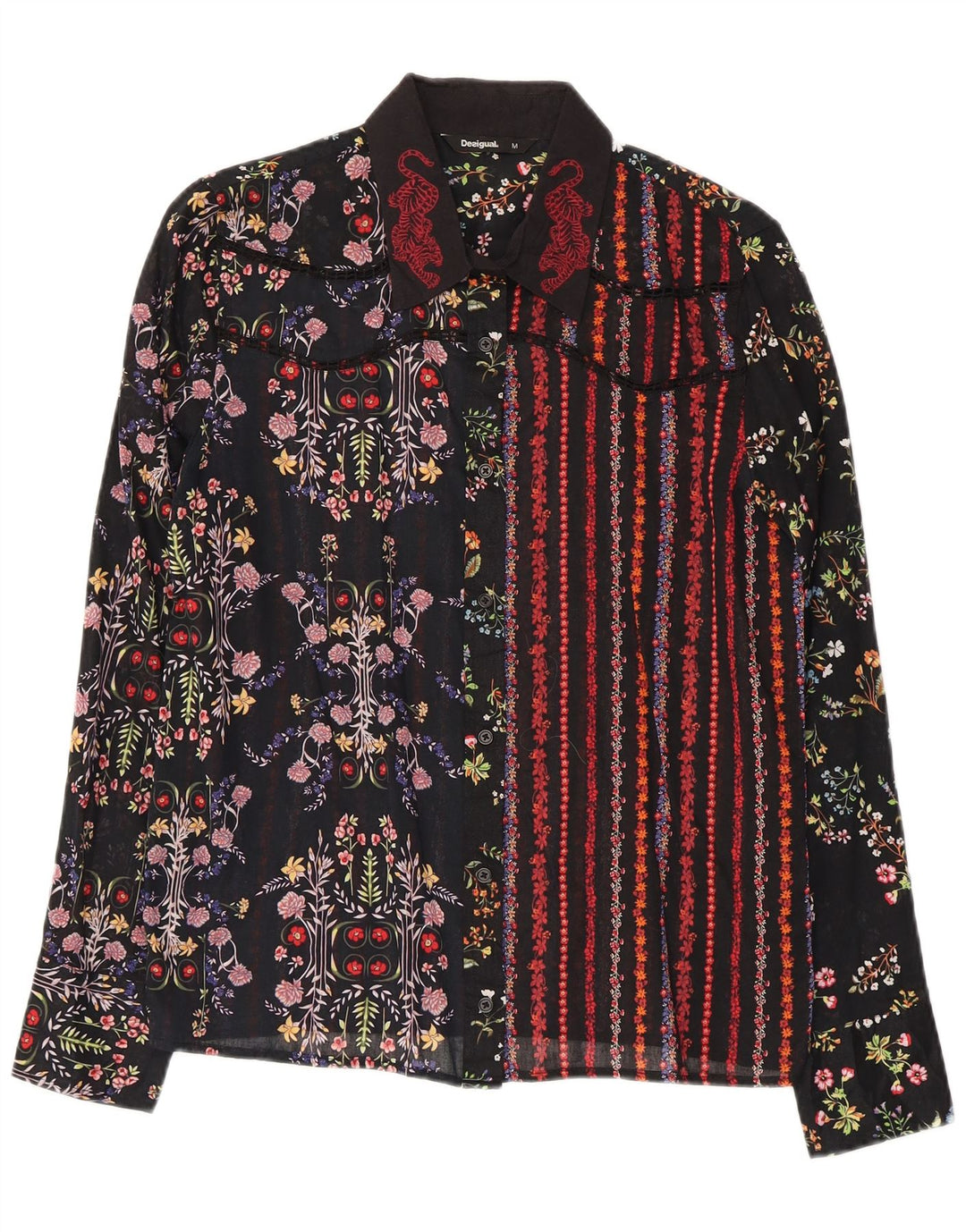 Desigual Damen-Hemd UK 14 Medium Mehrfarbig mit Blumenmuster