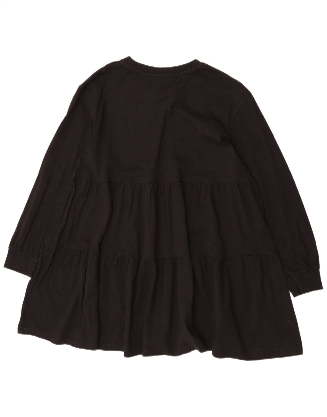 Zara Damen Langarm-Stufenkleid UK 14 Medium Schwarz
