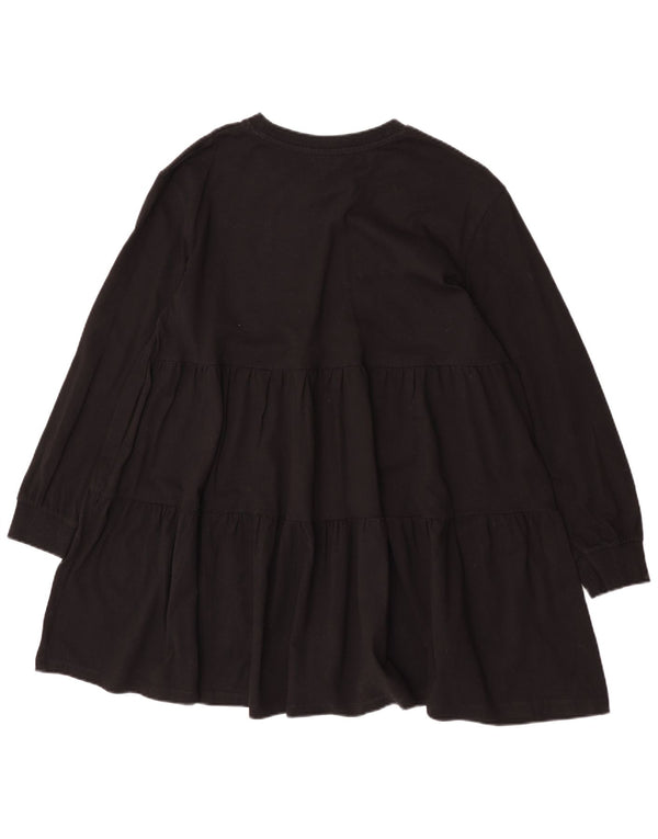 Zara Damen Langarm-Stufenkleid UK 14 Medium Schwarz