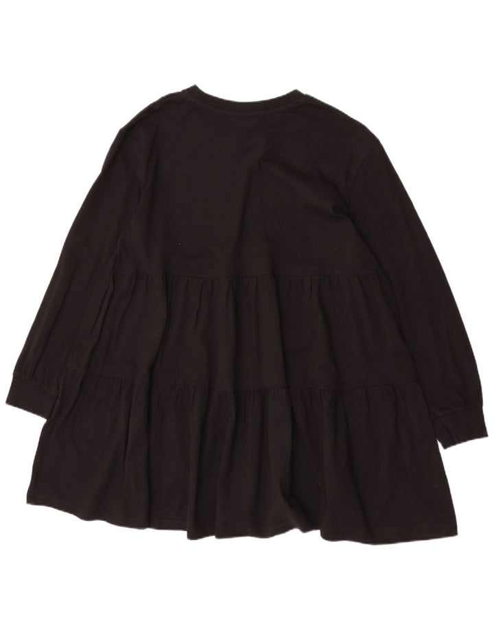 Zara Damen Langarm-Stufenkleid UK 14 Medium Schwarz