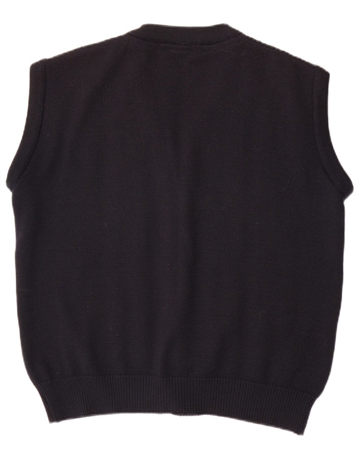 WESTBURY Ärmelloser Herren-Cardigan-Pullover Mittelblau